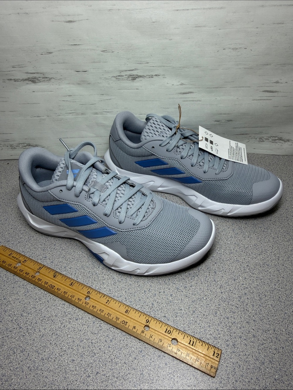 adidas Light Gray and Blue Mesh Running Shoes
